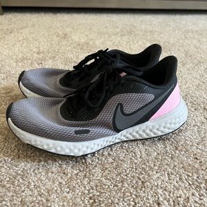 Pink, gray and black Nike shoes - 7.5